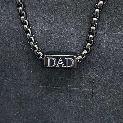 black stainless steel bracelet with engraved DAD