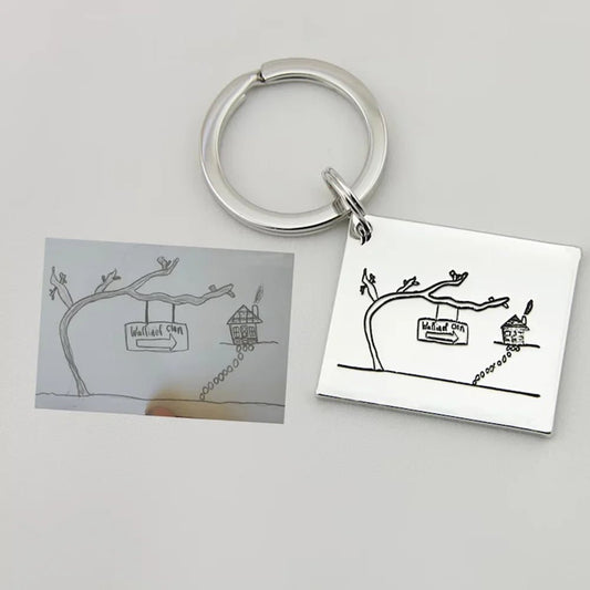 Children's Drawing Customised Keychain - Key Chains Personalisr Au