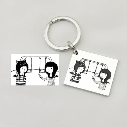 Children's Drawing Customised Keychain