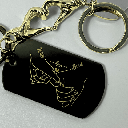 Couples Engraved Keychains - Holding Hands