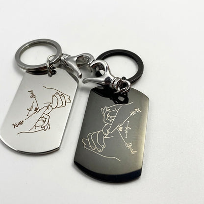 Couples Engraved Keychains - Holding HandsKey Chains