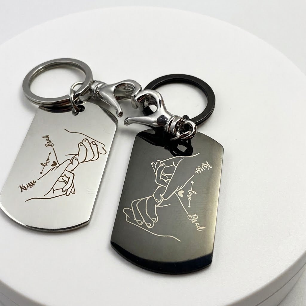 Couples Engraved Keychains - Holding HandsKey Chains