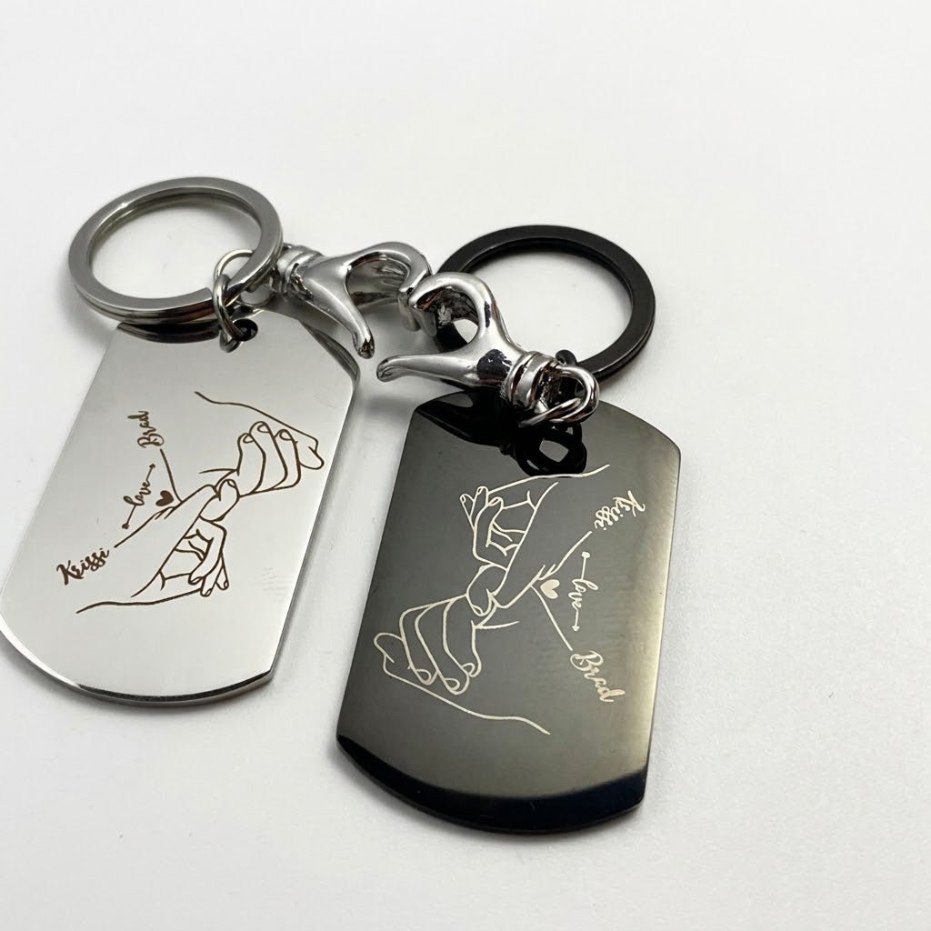 Couples Engraved Keychains - Holding HandsKey Chains
