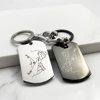 Couples Engraved Keychains - Holding HandsKey Chains