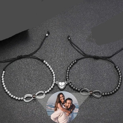 Couples Split Charm Infinity Projection Bracelets