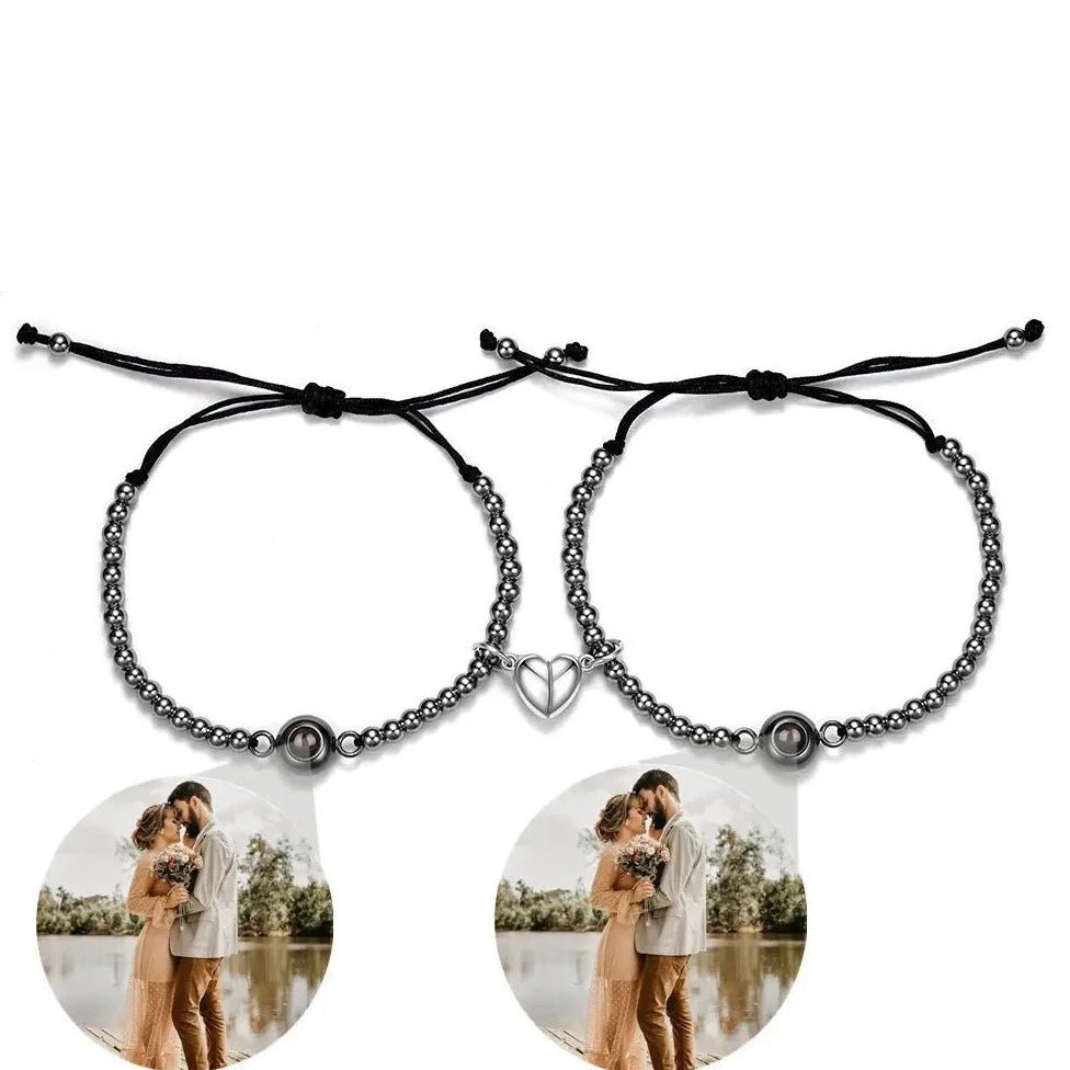 Couples Split Charm Infinity Projection Bracelets