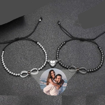 Couples Split Charm Infinity Projection Bracelets