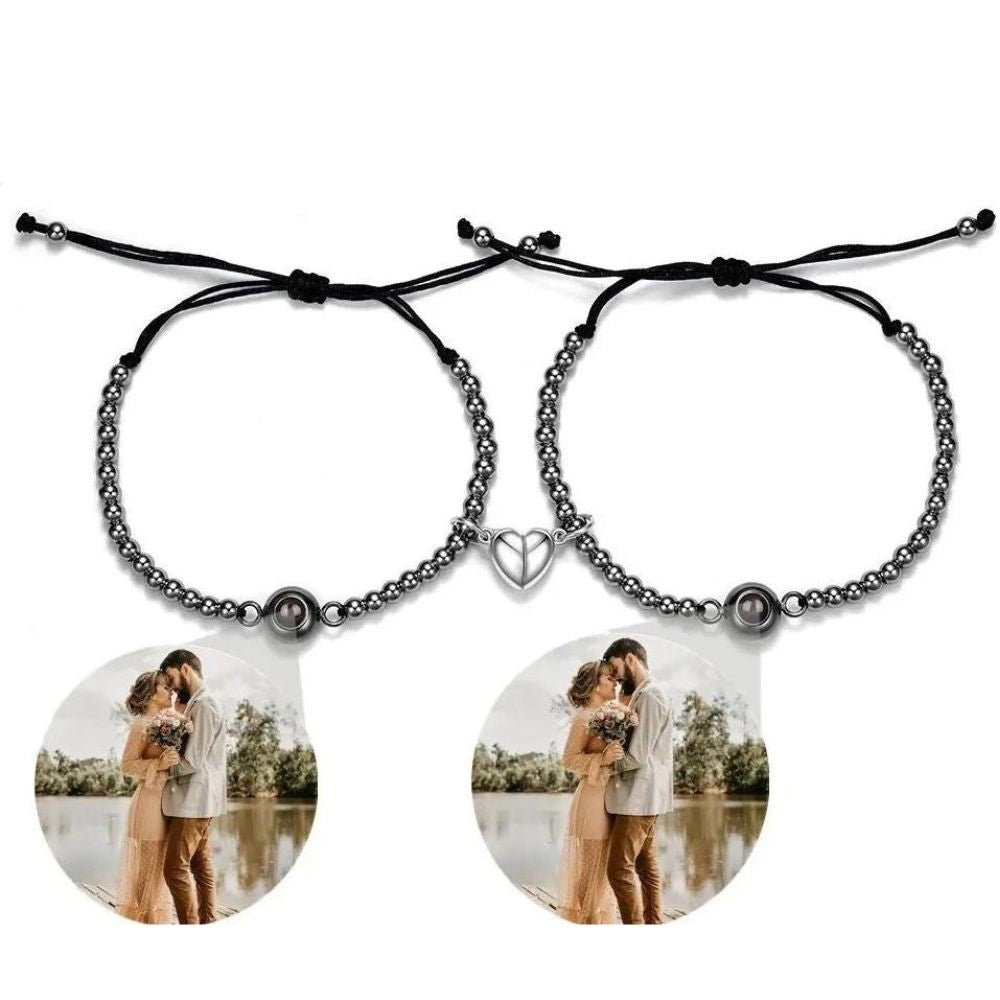 Couples Split Charm Infinity Projection Bracelets