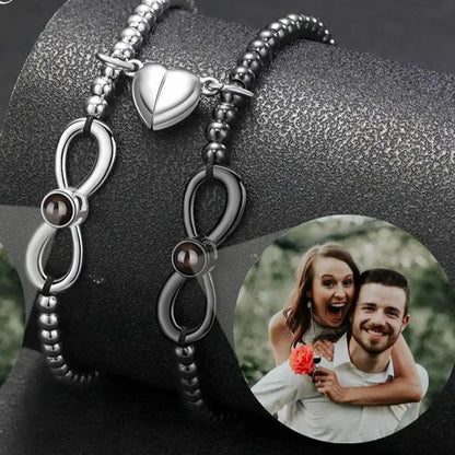 Couples Split Charm Infinity Projection Bracelets