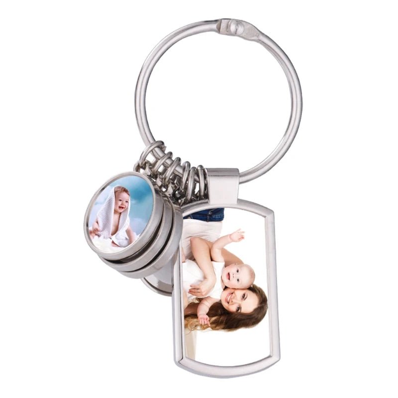 Custom 4 Photo Disc Keychain