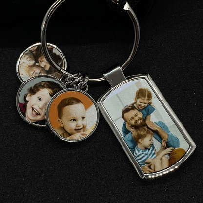 Custom 4 Photo Disc Keychain