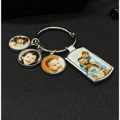 Custom 4 Photo Disc Keychain