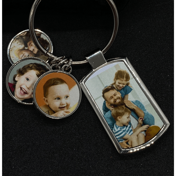 Custom 4 Photo Disc Keychain