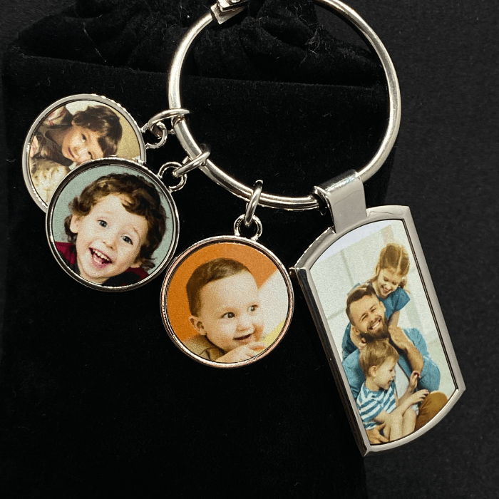 Custom 4 Photo Disc Keychain