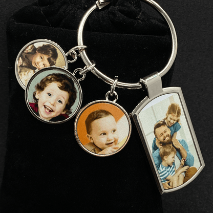 Custom 4 Photo Disc Keychain