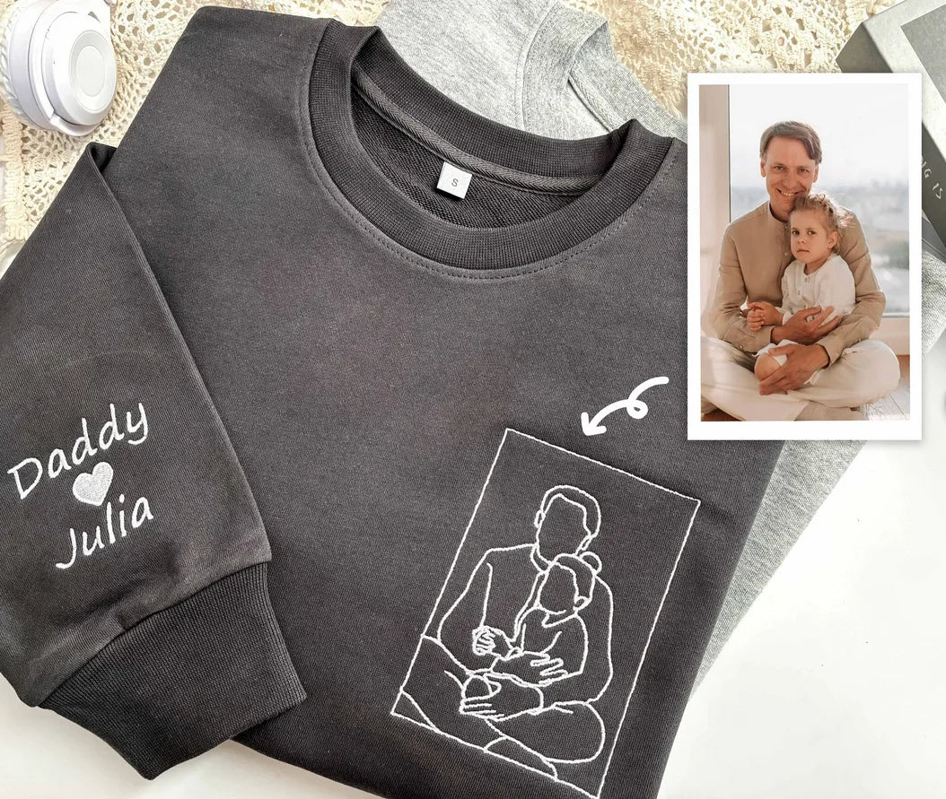 Custom Embroidered Photo Sweatshirt for Dadclothing