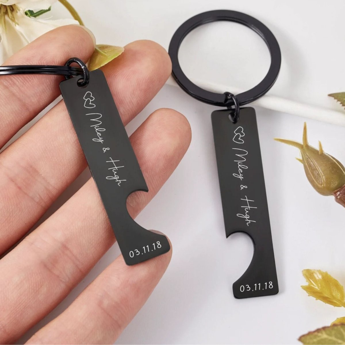 Custom Engraved Couples Keychains