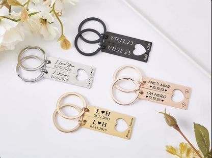 Custom Engraved Couples Keychains