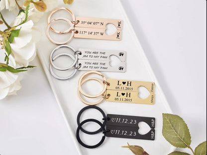 Custom Engraved Couples Keychains