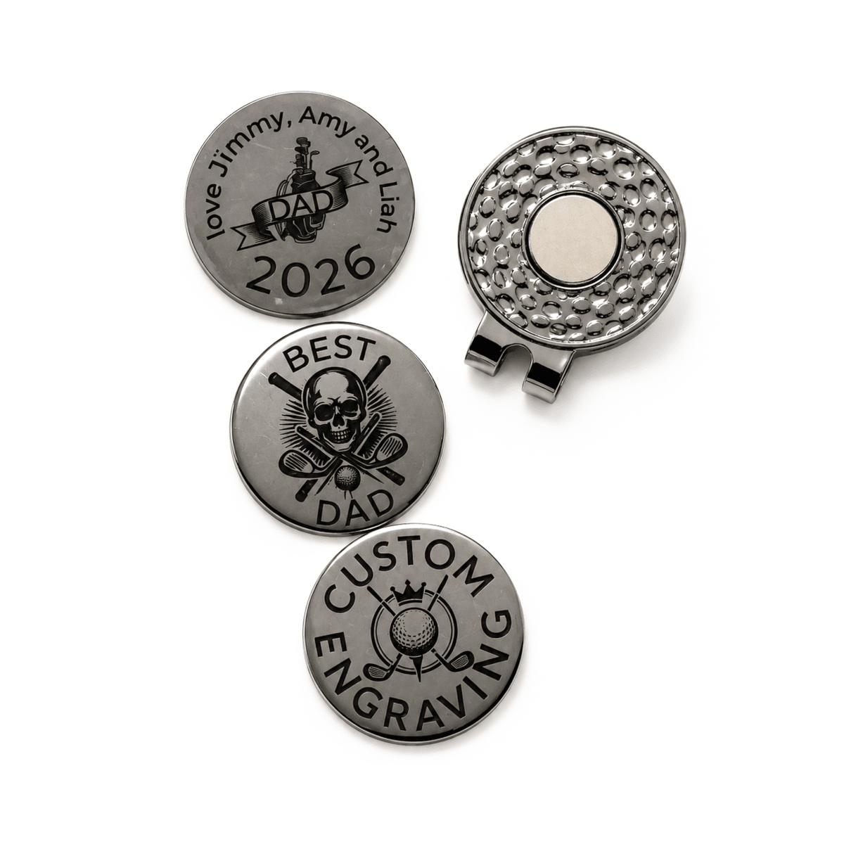 Custom Engraved Golf Ball Markers and Hat Clip - Golf Accessories - Personalisr Au