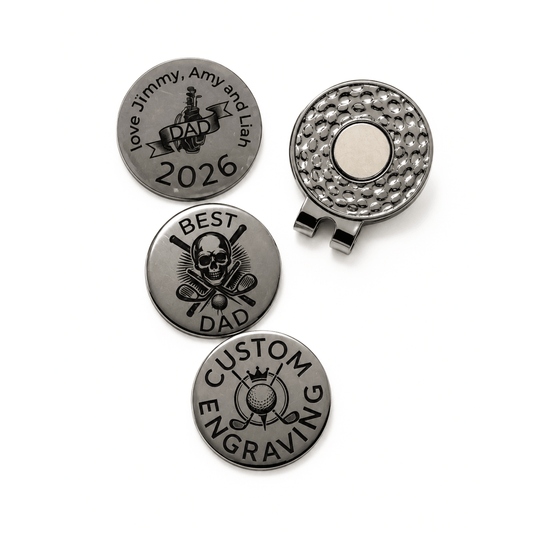 Custom Engraved Golf Ball Markers and Hat Clip - Golf Accessories - Personalisr Au