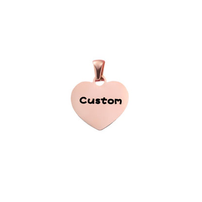 rose gold plated stainless steel custom engraved heart charm necklace