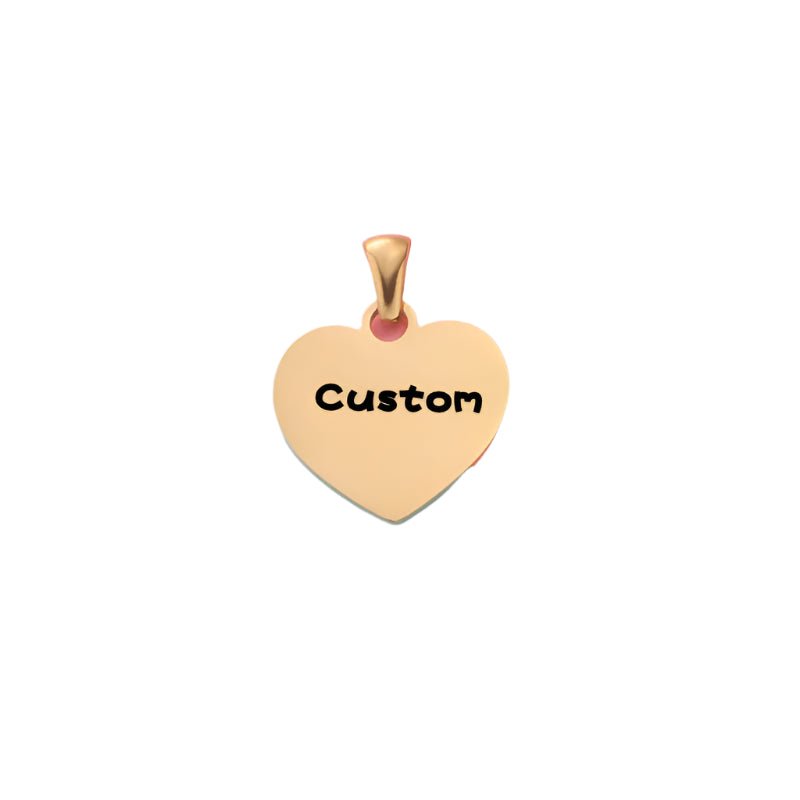 gold plated stainless steel custom engraved heart charm necklace