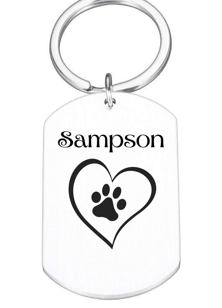 Custom Engraved Pet Keychain with Colour Photo Tags