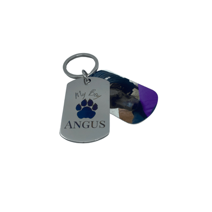 Custom Engraved Pet Keychain with Colour Photo Tags