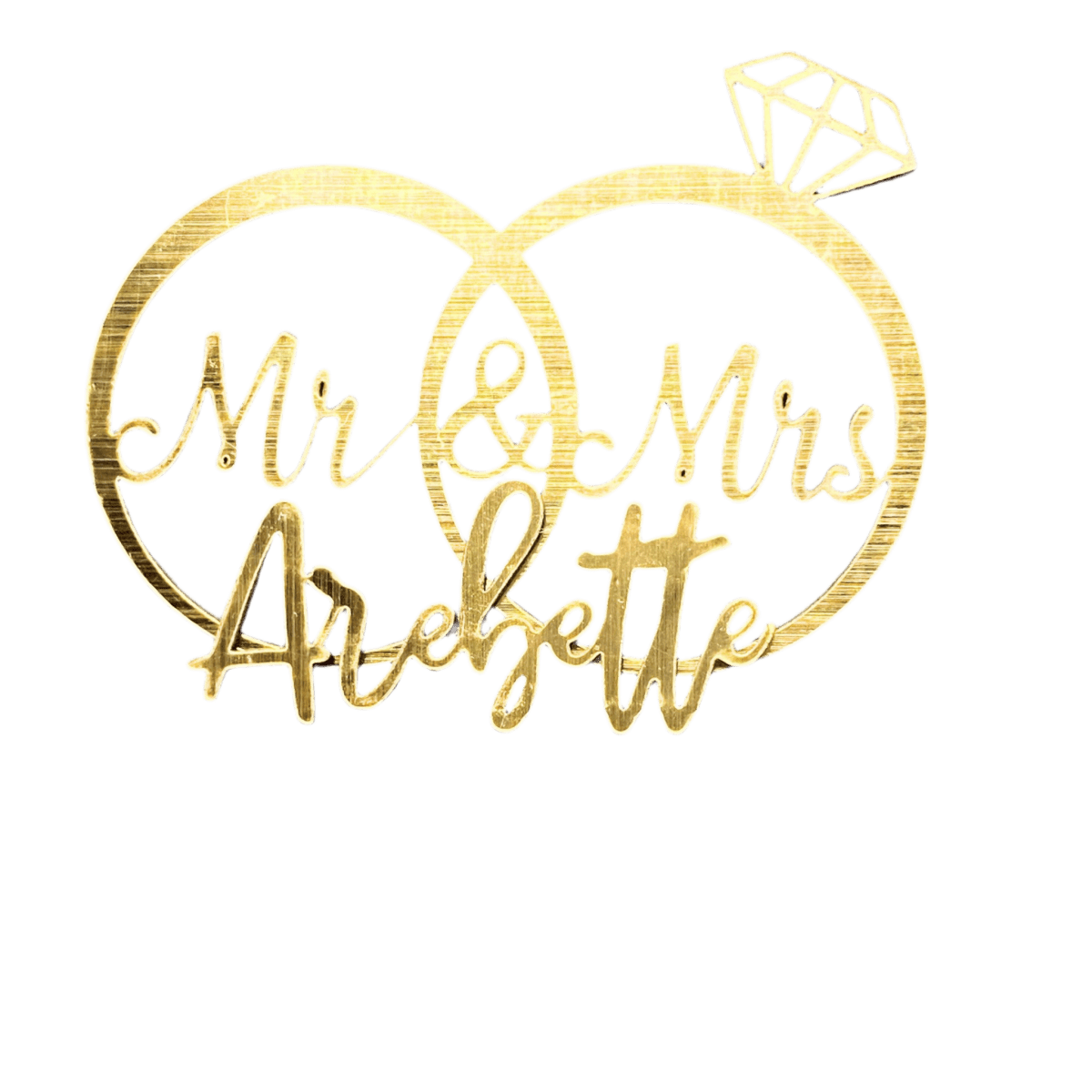 Custom Name Wedding Rings Cake Topper