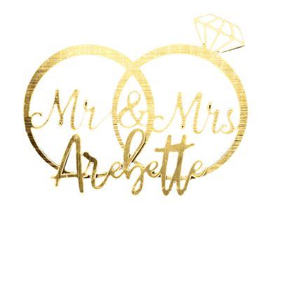 Custom Name Wedding Rings Cake Topper