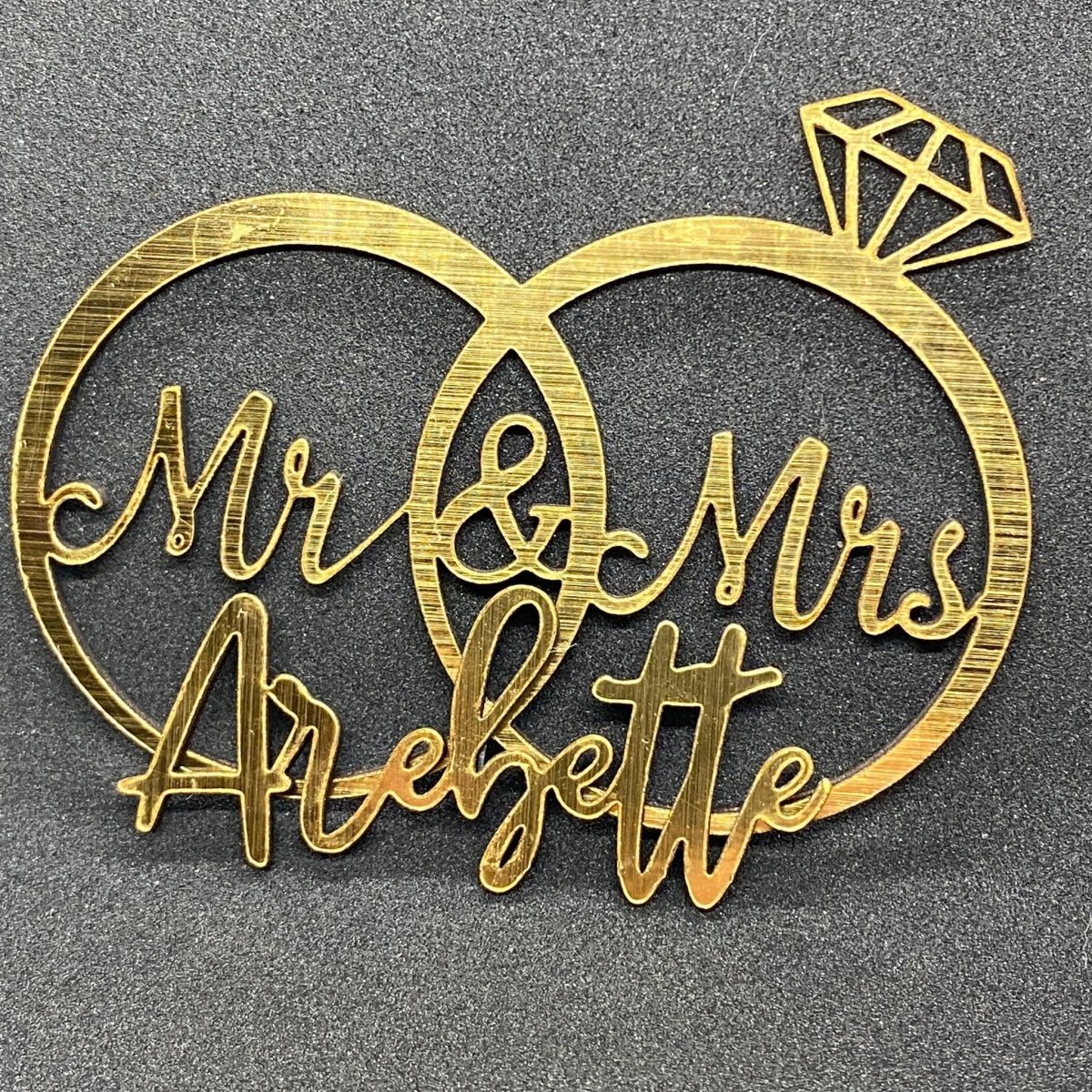 Custom Name Wedding Rings Cake Topper