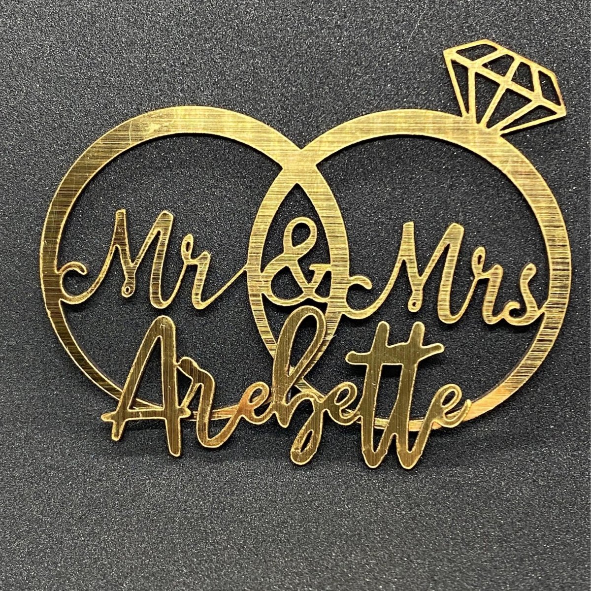 Custom Name Wedding Rings Cake Topper