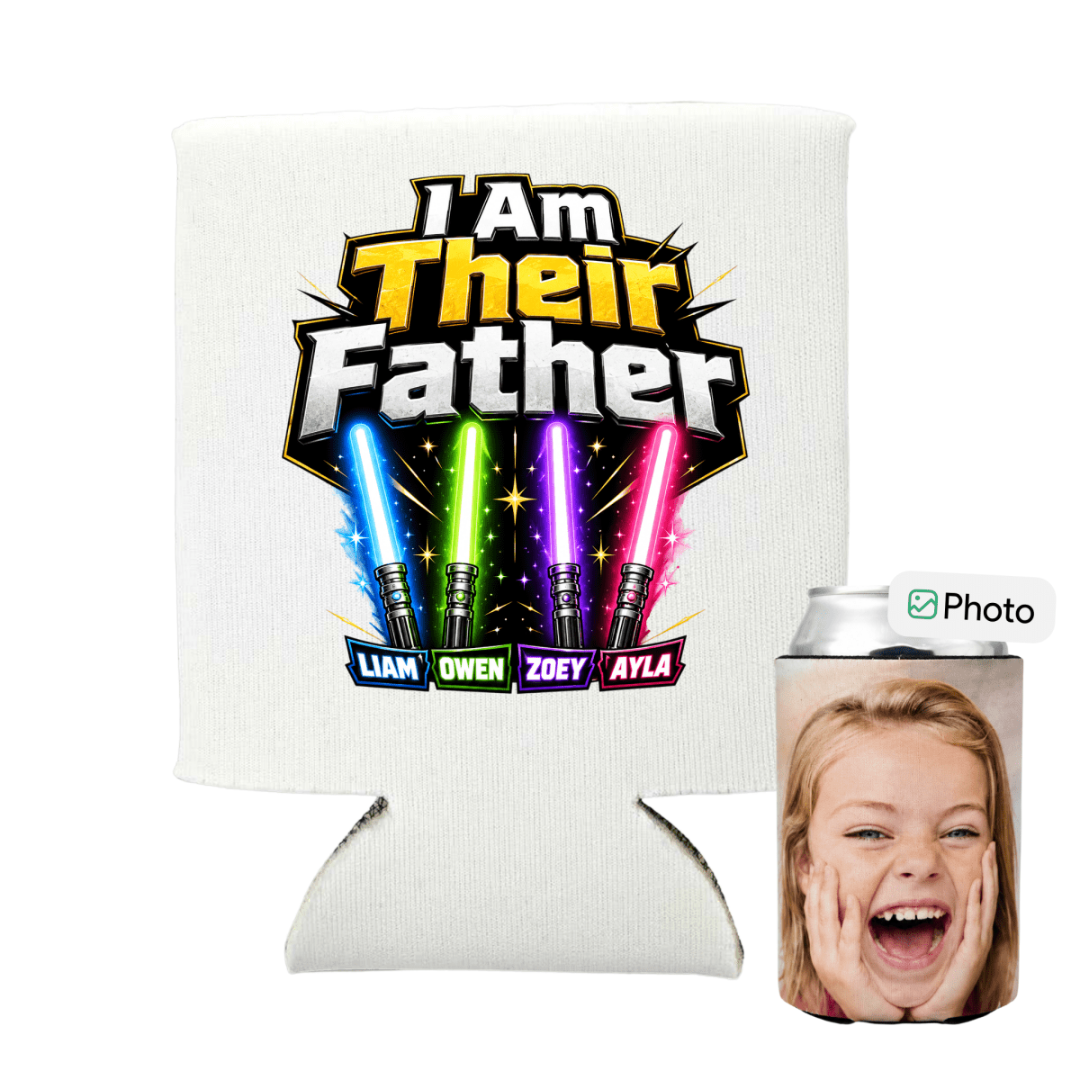 Custom stubby holders with photo - dad themestubby holder