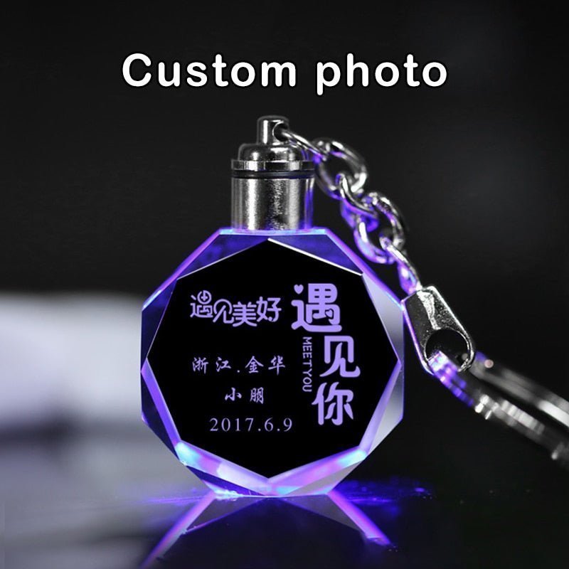 Customised Photo Gift Crystal Glow KeychainKey Chains