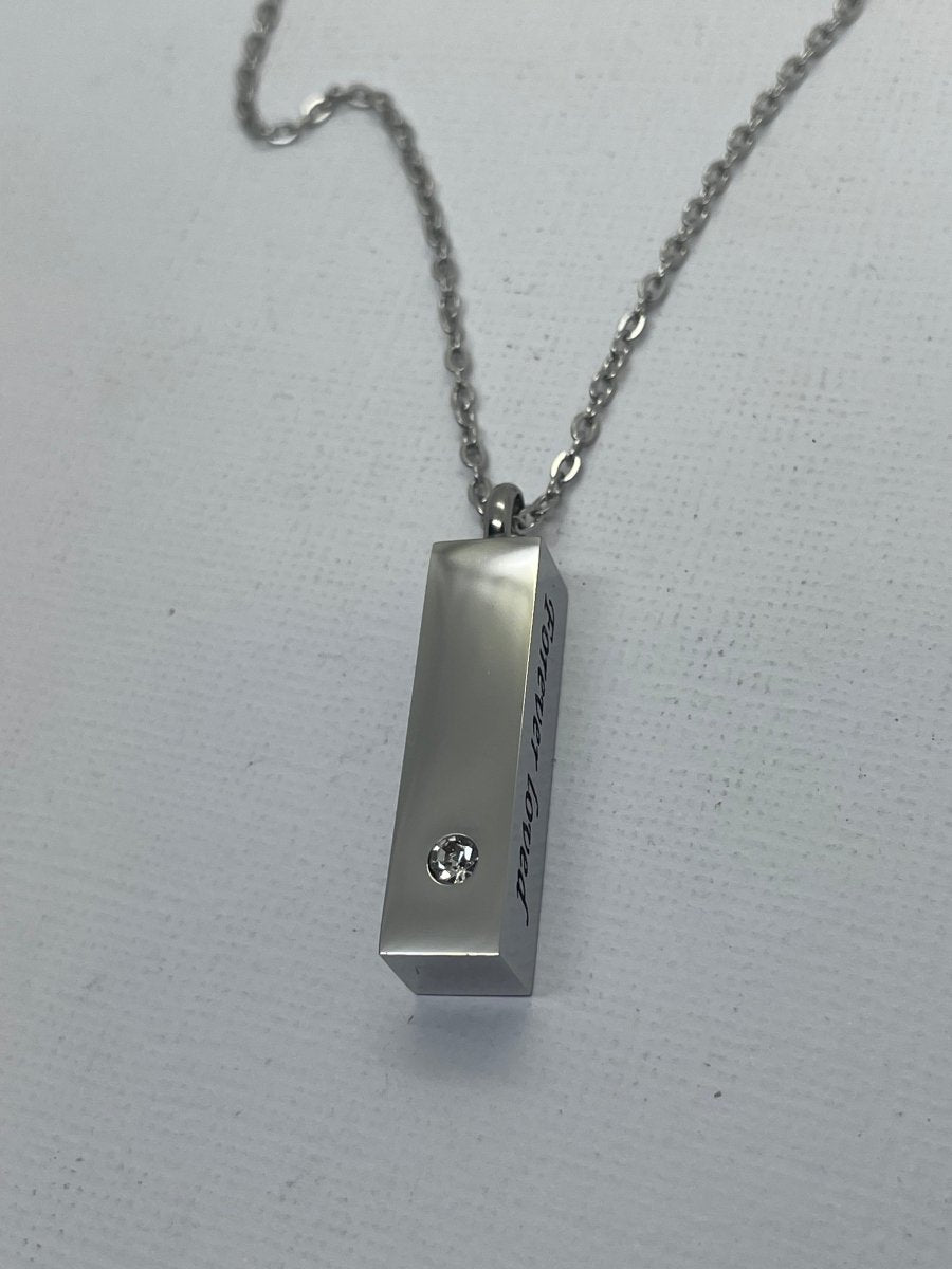 Engraved Bar Urn Necklace with ZirconiaNecklace Urn