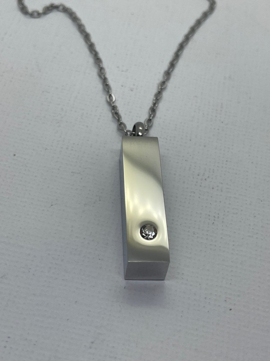 Engraved Bar Urn Necklace with ZirconiaNecklace Urn