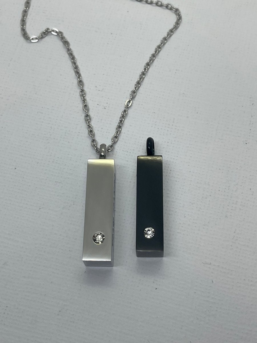 Engraved Bar Urn Necklace with ZirconiaNecklace Urn