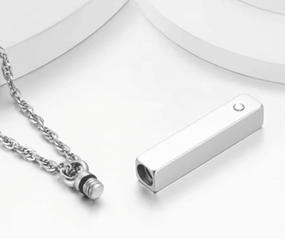 Engraved Bar Urn Necklace with ZirconiaNecklace Urn