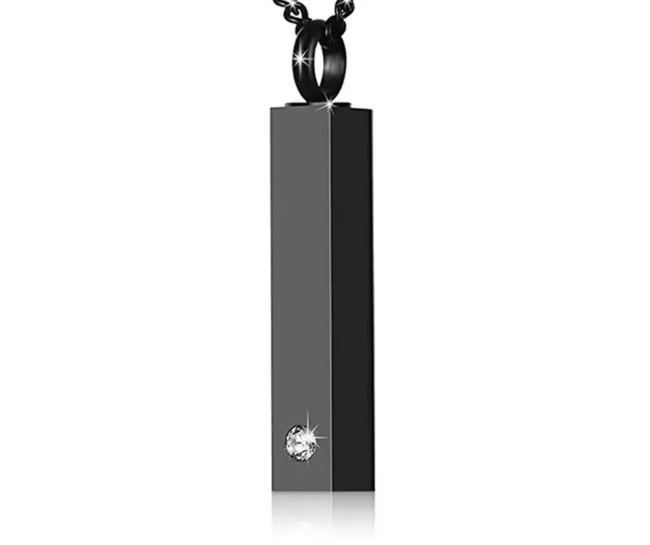 Engraved Bar Urn Necklace with ZirconiaNecklace Urn