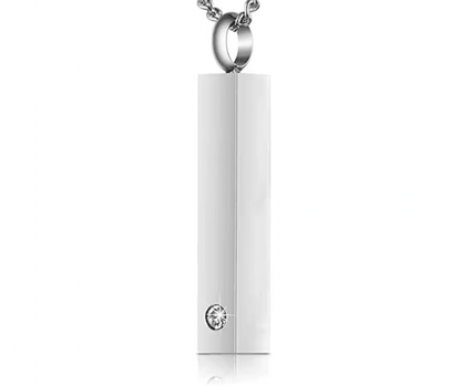Engraved Bar Urn Necklace with ZirconiaNecklace Urn