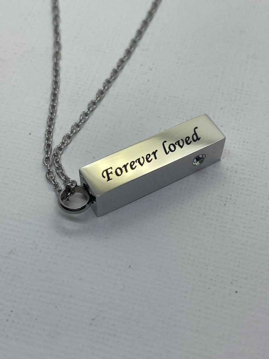 Engraved Bar Urn Necklace with ZirconiaNecklace Urn