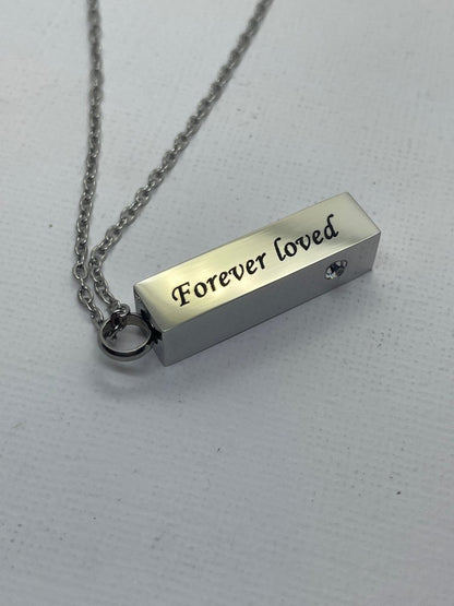 Engraved Bar Urn Necklace with ZirconiaNecklace Urn