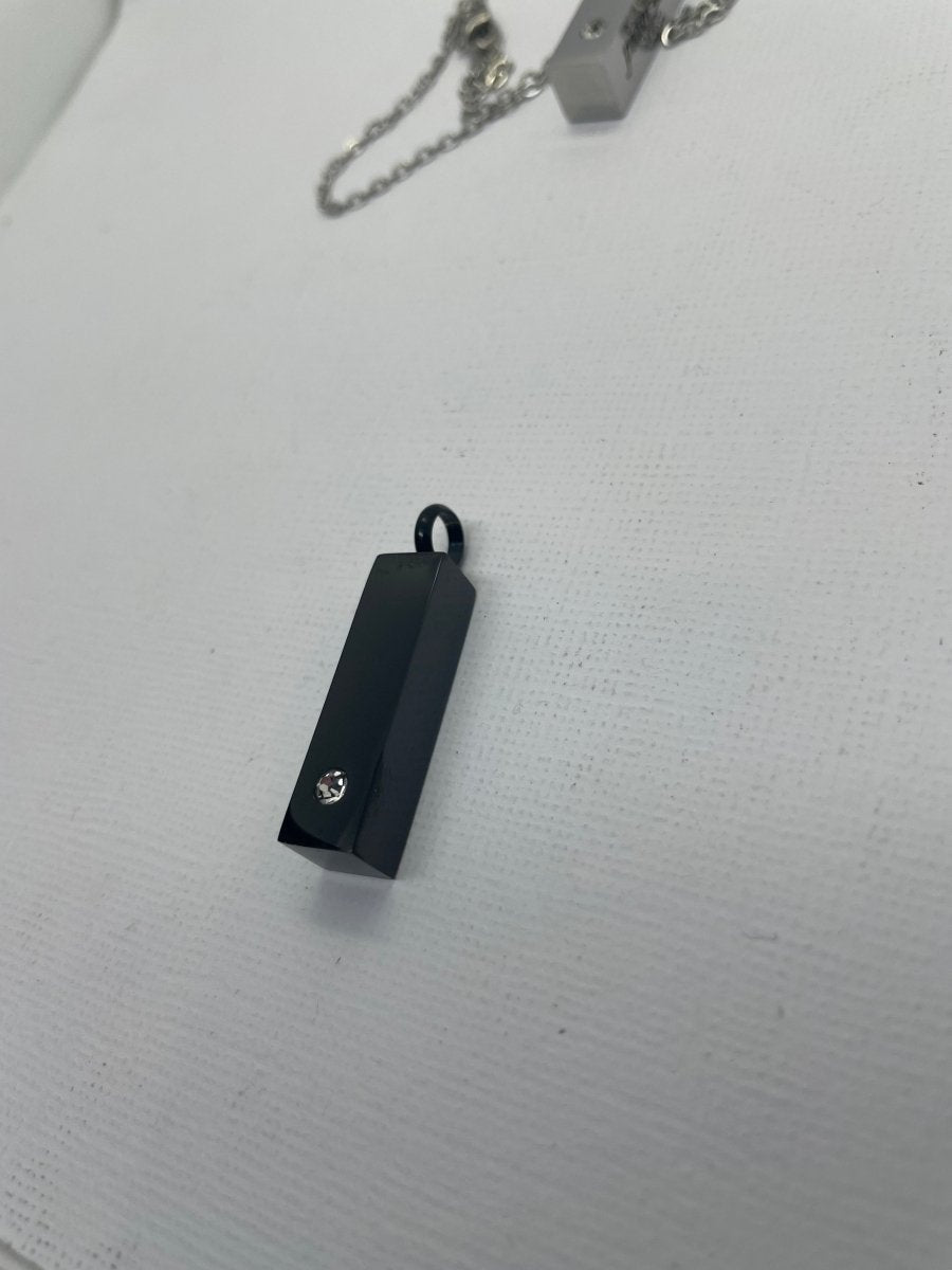 Engraved Bar Urn Necklace with ZirconiaNecklace Urn