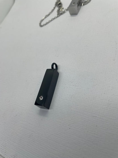 Engraved Bar Urn Necklace with ZirconiaNecklace Urn