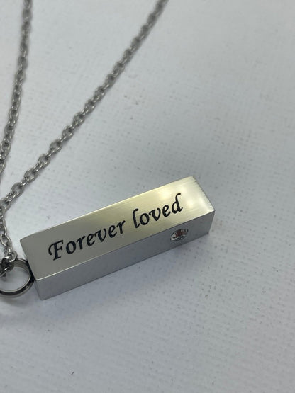Engraved Bar Urn Necklace with ZirconiaNecklace Urn