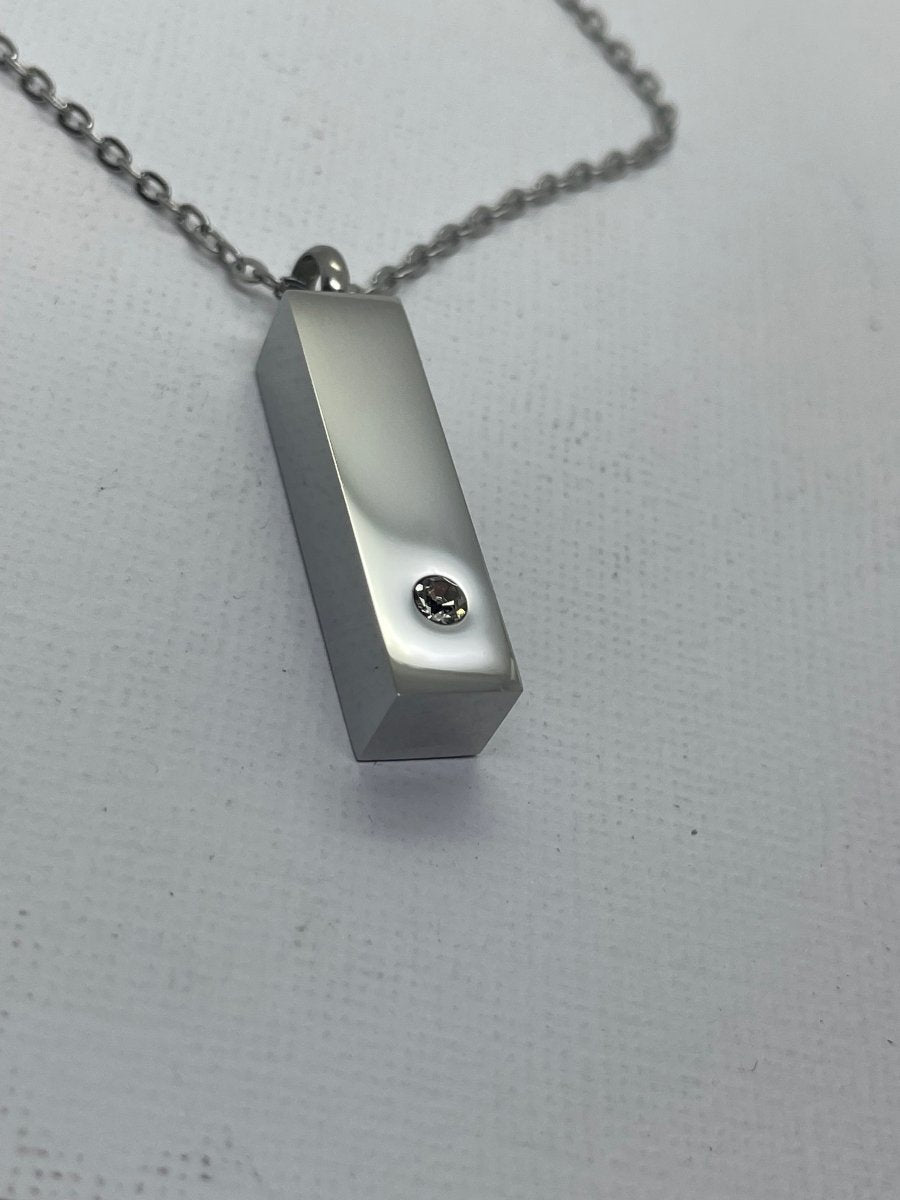 Engraved Bar Urn Necklace with ZirconiaNecklace Urn