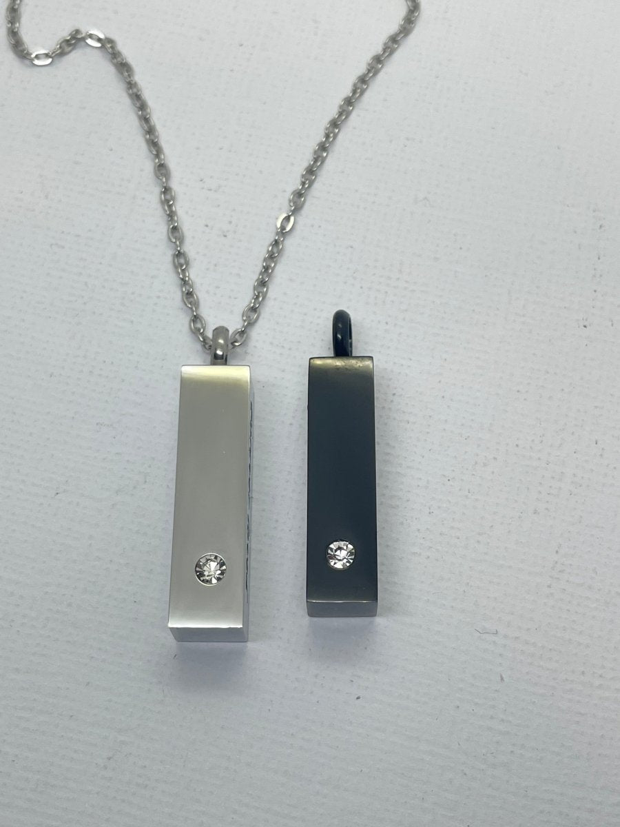 Engraved Bar Urn Necklace with ZirconiaNecklace Urn