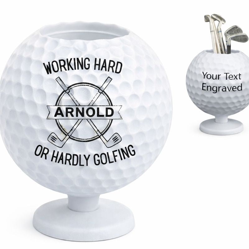 Engraved Desk Top Golf Ball and Club Pen Holdergolf gift