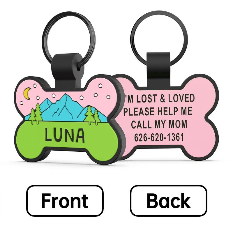 Engraved Pet ID Tags Patterned Silicone Bone - Dog Tag Personalisr Au